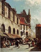 unknow artist, European city landscape, street landsacpe, construction, frontstore, building and architecture. 118